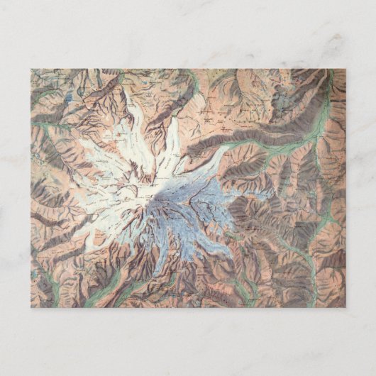 ヴィンテージ山レイニアトポグラフィクスマップワシントン ポストカード (正面)