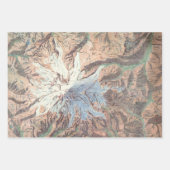 ヴィンテージ山レイニアレリーフ、 浮き彫り地図ポスター ラッピングペーパーシート (正面)