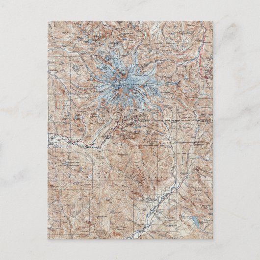 ヴィンテージ山レイニア地形図ワシントン ポストカード (正面)