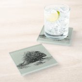 ヴィンテージ山嵐イラストレーション ガラスコースター (アングル)