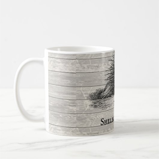 ヴィンテージ山嵐イラストレーション パーソナライズされた コーヒーマグカップ (左)