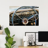 ヴィンテージ山形のステアリングホイールとダッシュボード ポスター (ホームオフィス)