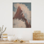 ヴィンテージ山景雲雪ユニーク ポスター (キッチン)