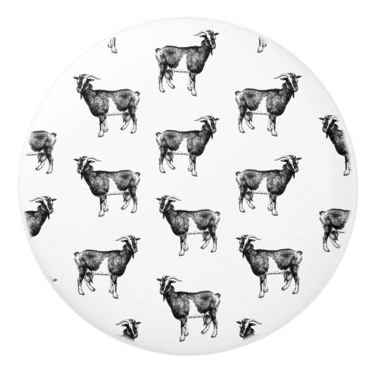 ヴィンテージ山羊プリントパタカスタムーン背景色 セラミックノブ (正面)