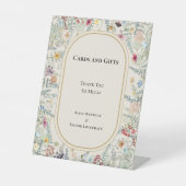 ヴィンテージ山花シダの結婚式のカードとギフト 台座サイン (正面)