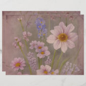 ヴィンテージ山花スクラップブック紙 (正面/裏面)