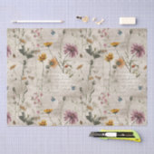 ヴィンテージ山花模様 薄葉紙 (クラフト)