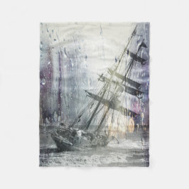 ヴィンテージ嵐で難破する フリースブランケット