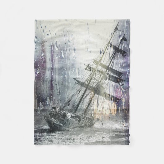 ヴィンテージ嵐で難破する フリースブランケット (正面)