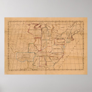 ヴィンテージ州の原稿統一された地図(1820年) ポスター