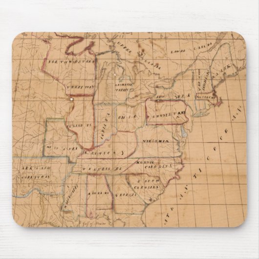 ヴィンテージ州の原稿統一された地図（1820年） マウスパッド (正面)