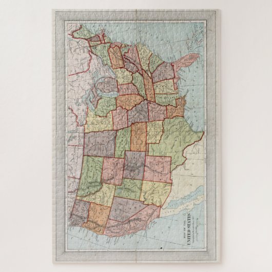ヴィンテージ州の統一された地図(1887) ジグソーパズル (縦)