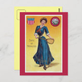 ヴィンテージ州ガールネブラスカ、テニス ポストカード (正面/裏面)