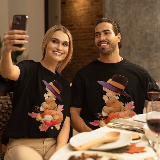 ヴィンテージ巡礼少年祈ズオンパンプキンユニセックス Tシャツ