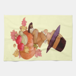 ヴィンテージ巡礼少年祈ズオンパンプキン キッチンタオル