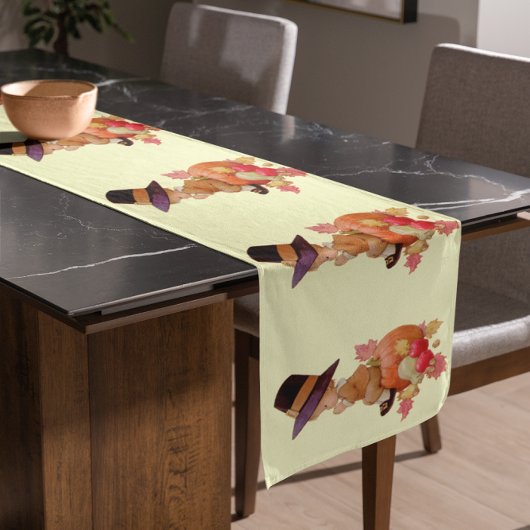 ヴィンテージ巡礼少年祈ズオンパンプキン ショートテーブルランナー