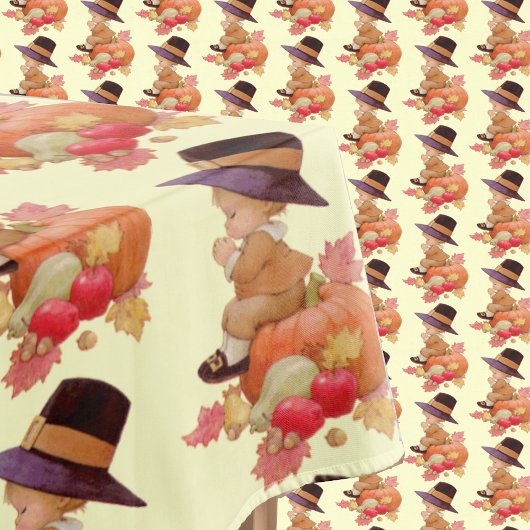 ヴィンテージ巡礼少年祈ズオンパンプキン テーブルクロス