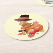 ヴィンテージ巡礼少年祈ズオンパンプキン ラウンドペーパーコースター (アングル)