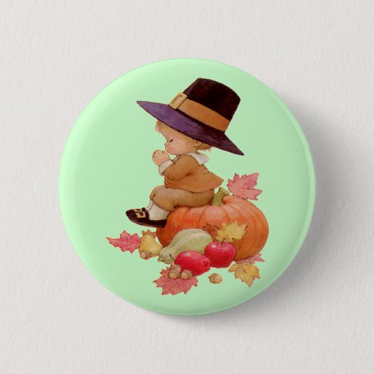 ヴィンテージ巡礼少年祈ズオンパンプキン 缶バッジ (正面)