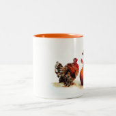 ヴィンテージ巡礼者とトルコ感謝祭の贈り物 ツートーンマグカップ (中央)