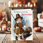 ヴィンテージ巡礼者とトルコ感謝祭 シーズンカード