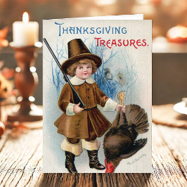 ヴィンテージ巡礼者とトルコ感謝祭 シーズンカード