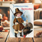 ヴィンテージ巡礼者とトルコ感謝祭 シーズンカード