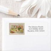 ヴィンテージ巡礼者と感謝祭ディナー ラベル (インサイチュ)