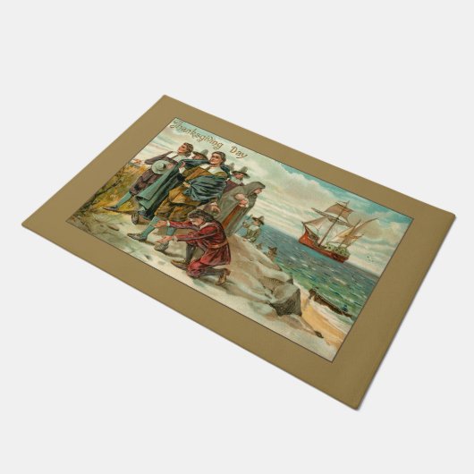 ヴィンテージ巡礼者ランディングアットプリマス ドアマット (アングル)