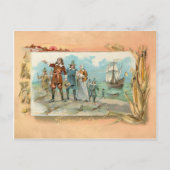 ヴィンテージ巡礼者ランディングアットプリマス・ロック ポストカード (正面)