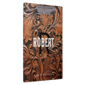 ヴィンテージ工具革モノグラム名 クリップボード (右)