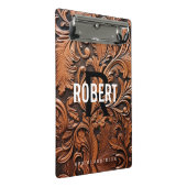 ヴィンテージ工具革モノグラム名 ミニクリップボード (アングル)