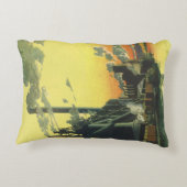 ヴィンテージ工場、波止場製造 アクセントクッション (裏面)