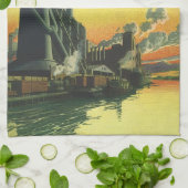 ヴィンテージ工場、波止場製造 キッチンタオル (折り畳み)