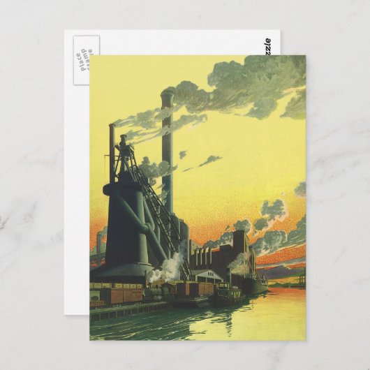 ヴィンテージ工場、波止場製造 ポストカード (正面/裏面)