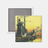 ヴィンテージ工場、波止場製造 マグネット (正面/裏面)