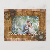 ヴィンテージ工業スタイルのスチームパンク写真ありがとうウェディング ポストカード (正面)