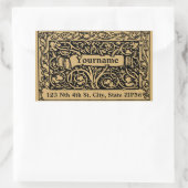 ヴィンテージ工芸品スタイル名札テンプレート 長方形シール (バッグ)