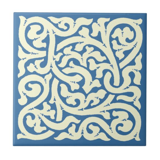 ヴィンテージ工芸品ミッションスタイルつる植物パターン タイル (正面)