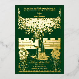 ヴィンテージ工芸品結婚中世 箔招待状