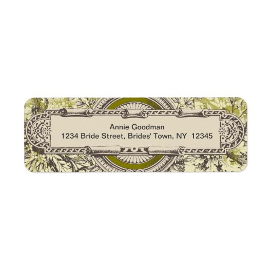 ヴィンテージ差出人住所ラベルグリーングレークリーム ラベル (正面)