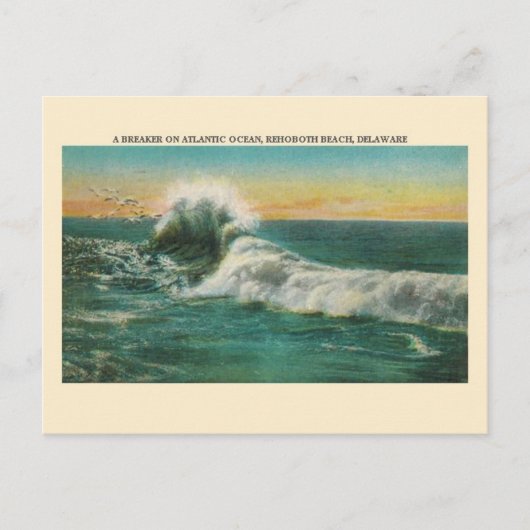 ヴィンテージ巻き戻しビーチブレーカー波状はがき ポストカード (正面)