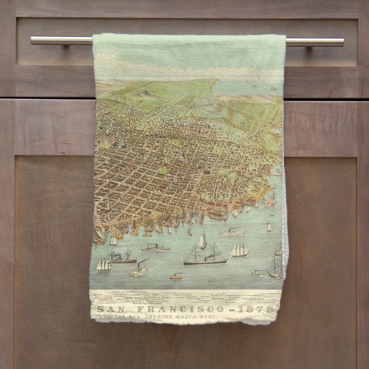 ヴィンテージ市サンフランシスコ復元地図， 1878 キッチンタオル
