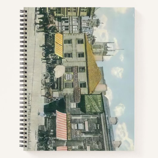 ヴィンテージ市場シーン – Huddersfield Marketplace ノートブック (正面)