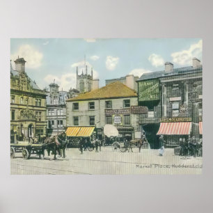 ヴィンテージ市場シーン – Huddersfield Marketplace ポスター