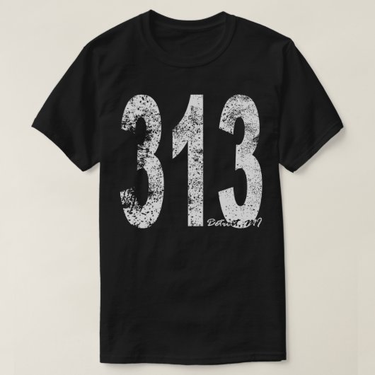 ヴィンテージ市外局番313 Tシャツ (デザイン正面)