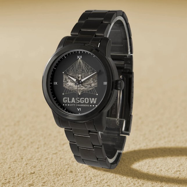 ヴィンテージ市庁舎オーバーサイズブラックブレスレット 腕時計 (クリエイターアップロード済み)