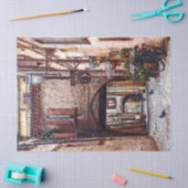 ヴィンテージ市建物パスの切り離しティッシュペーパー 薄葉紙 (クラフト)