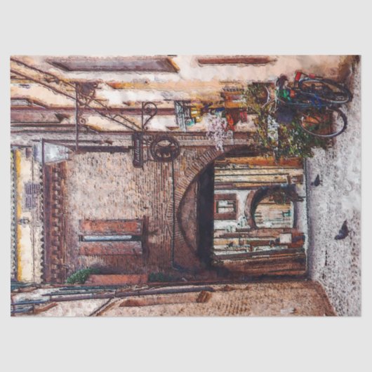 ヴィンテージ市建物パスの切り離しティッシュペーパー 薄葉紙 (正面)