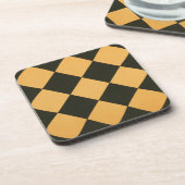 ヴィンテージ市松模様にデザインアートブラックオレンジ コースター (左側)